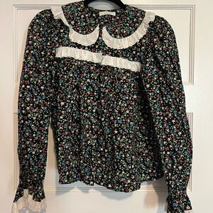 Doen floral blouse with eyelet detail
